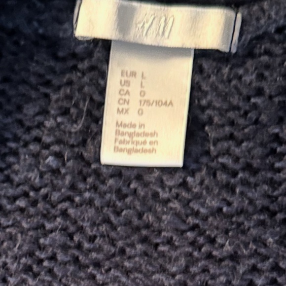 Women's Long Sleeve Open Front H&M Cardigan Sweater Size L Navy Blue Open Front - Picture 4 of 7